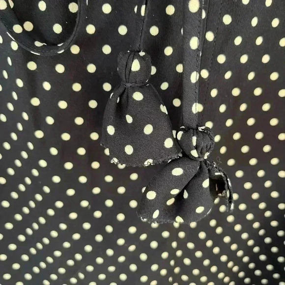 [S]Kate  Spade Dark Navy Blue Polka Dot LS Blouse - Picture 10 of 13